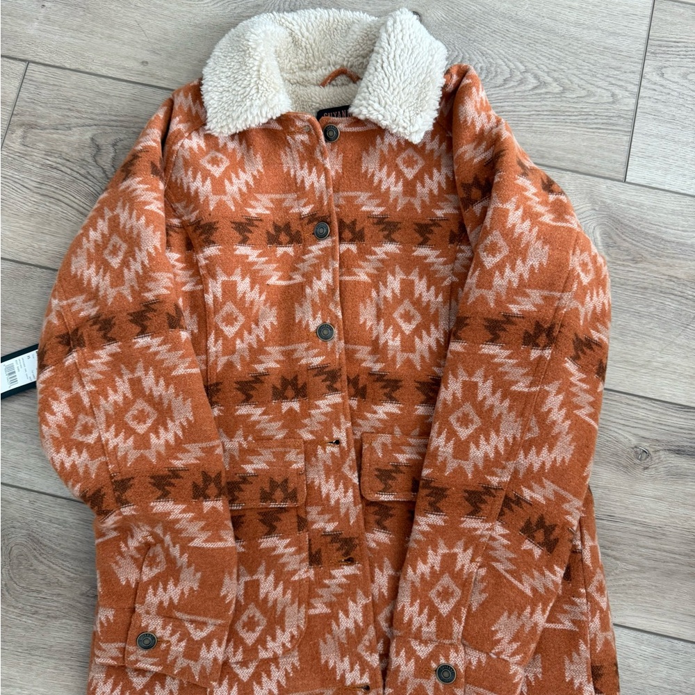 Aztec Patterned Jacket with Sherpa Collar